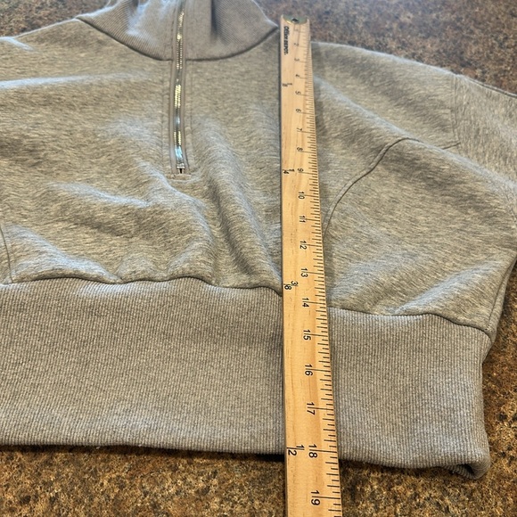 Emory Park Quarter Zip Sweatshirt Size Large Light Gray Mock Neck Cropped - Picture 14 of 15